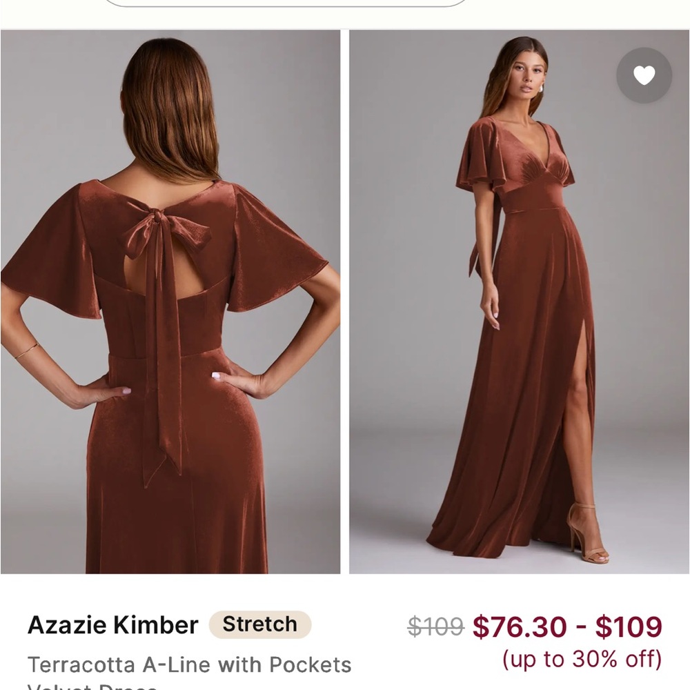 Azazie Kimber Velvet Dress in Rich Brown